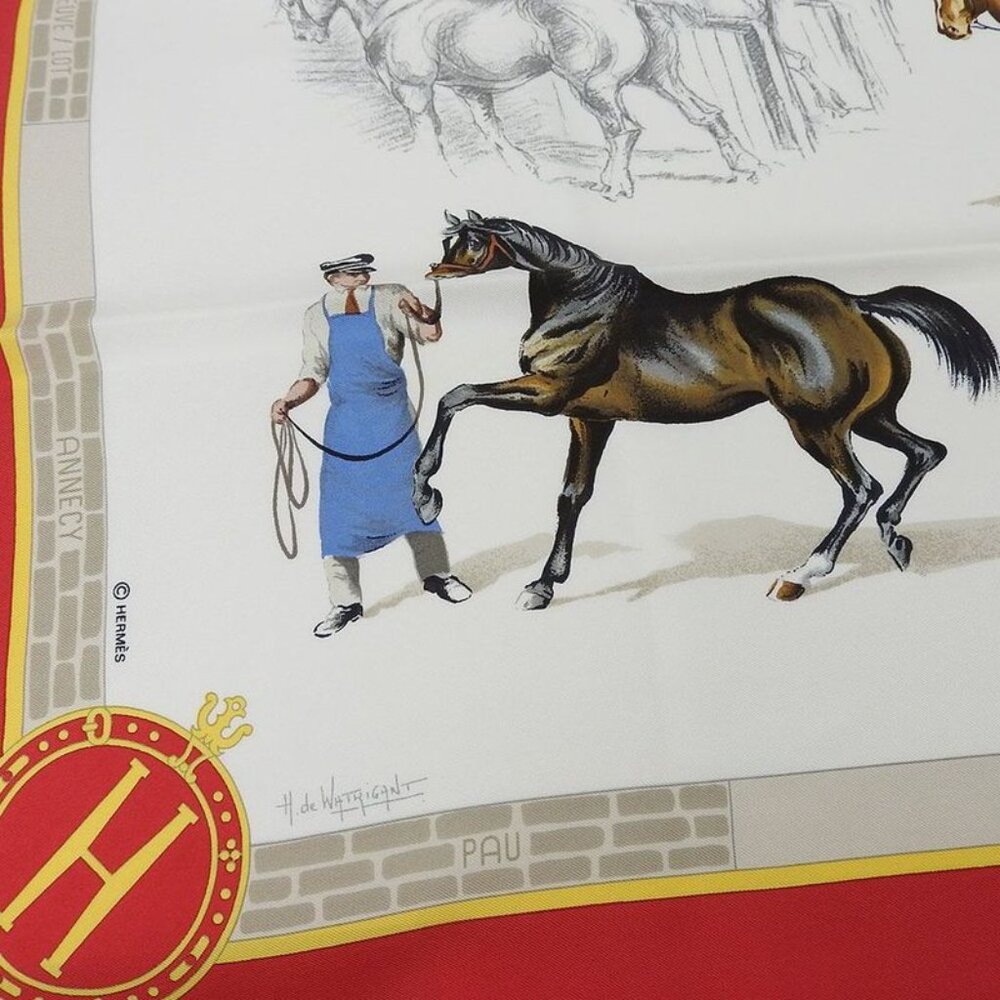 Hermes Scarf Carre 90 100% Silk LES Haras Nationaux National Stallion Breeding - Picture 2 of 7
